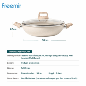 Freemir Wajan Panci 30cm Double Buttom Granit Anti Lengket Serbaguna - Beige