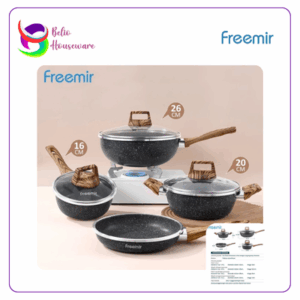 Freemir Set Wajan dan Panci 7Pcs Woody Marble (A22901) - Marble Black
