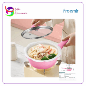 Freemir Panci MPASI Tutup Kaca Motif Bunga (A22601) - Pink
