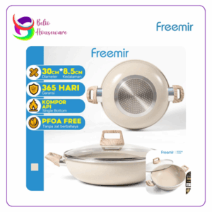 Freemir Wajan Panci 30cm Double Buttom Granit Anti Lengket Serbaguna (A30302) - Beige