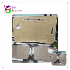 Meja Laptop Portable Besar + Pegangan Cream / Serat Kayu