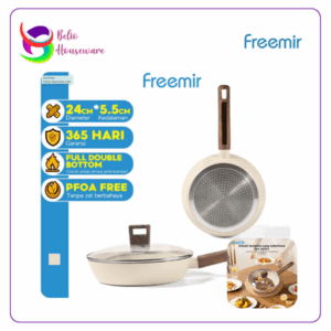 Freemir Panci Anti Lengket 24cm Lapisan Keramik Alas Ganda (A10501) - Putih
