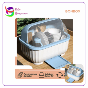 Bonbox Rak Piring BKE3205 dengan Penutup - Blue