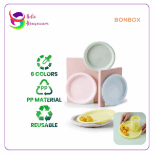 Bonbox Piring Set isi 6pcs Plastik BPA Free Microwave Reusable BTW02D - Colourful